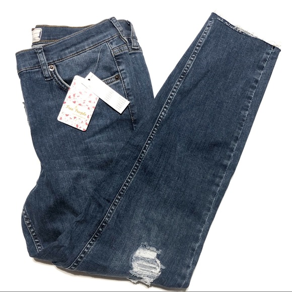 Free People Denim - Free People Raw Hem Button Front Distressed Jeans